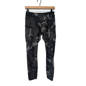 Athleta Camo Leggings Pocket Compression Black Gray 79306 Women's Small
